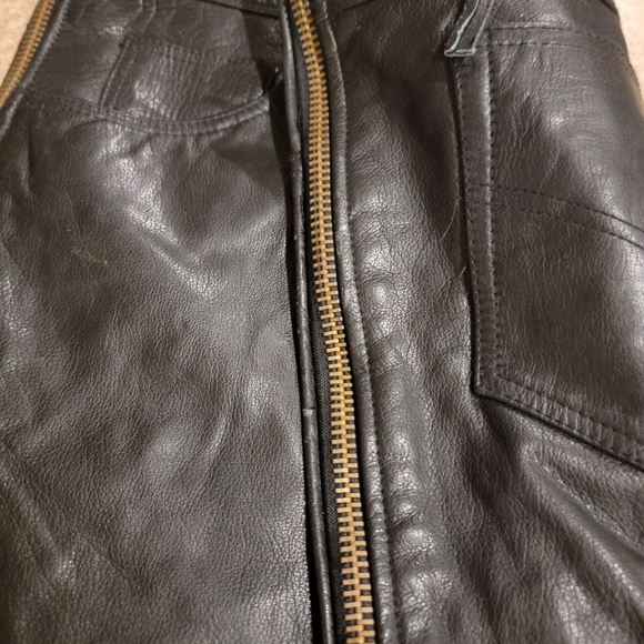 Black Leather Motorcycle Pants/ Chaps Bikers USA By Dream Apparel. 34 X 33 - Picture 7 of 11